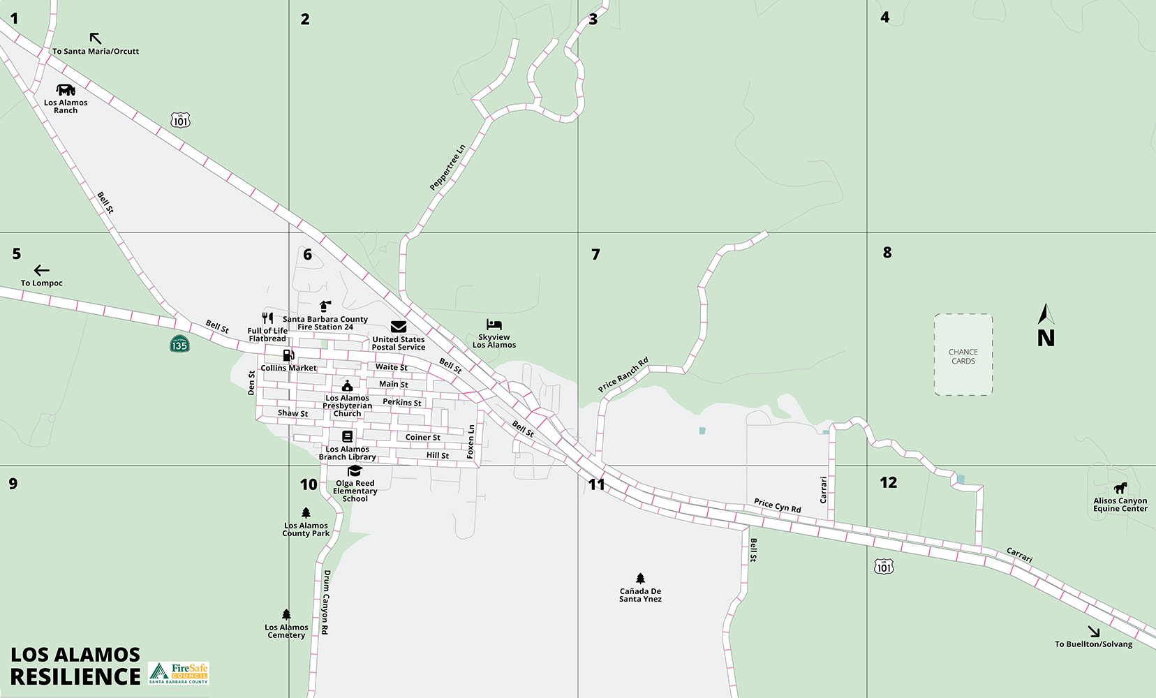 Wildfire evacuation game board for the Los Alamos community