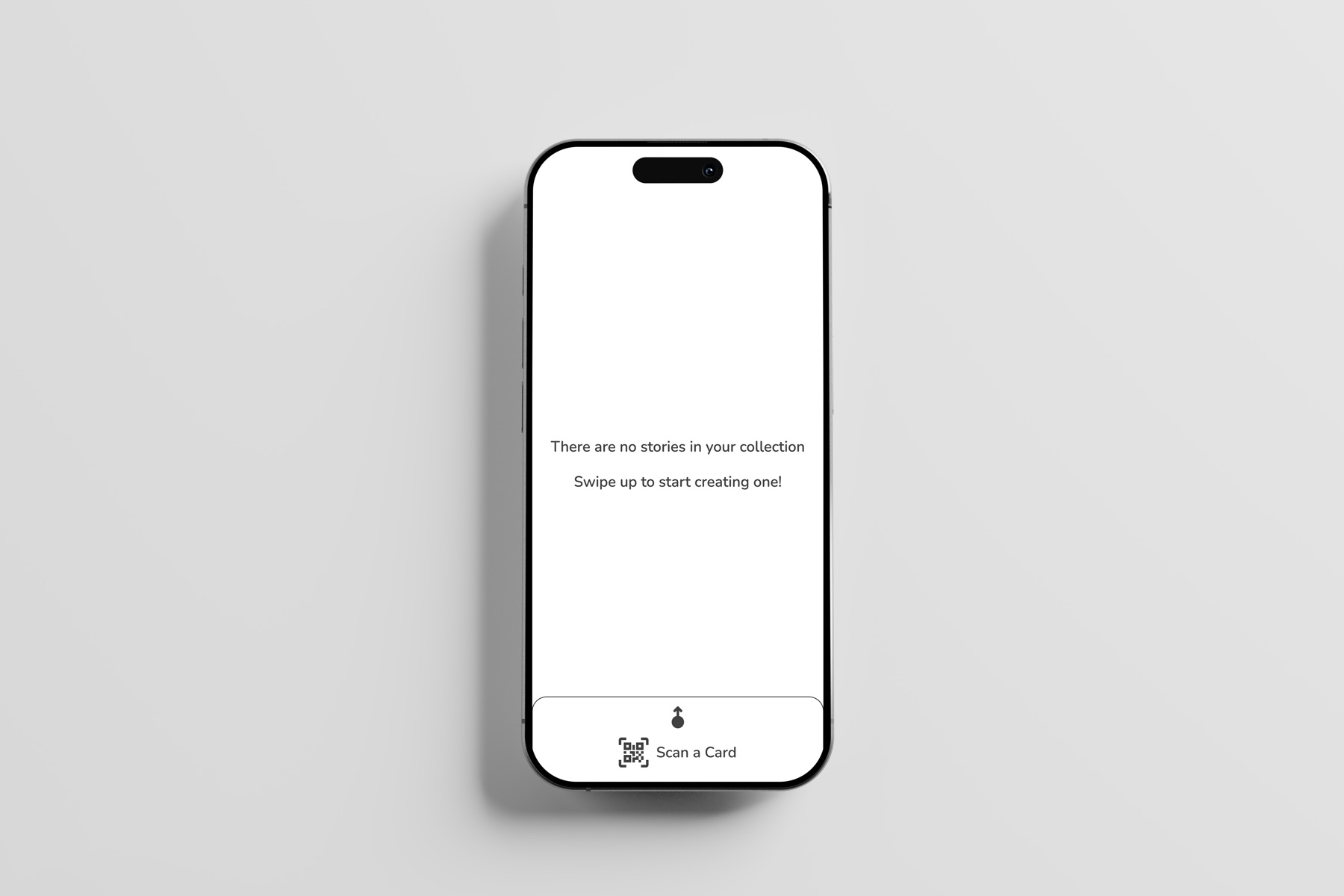 The empty collection state, prompting the reader to scan a card to start