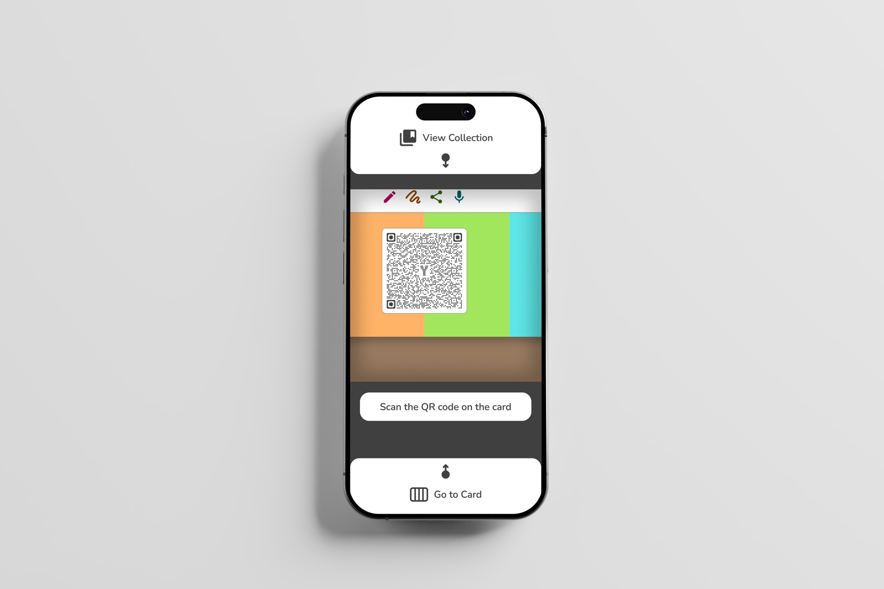 Scanning the QR code on a card to open its prompt